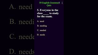 English Grammar Quiz part2 grammarquiz grammartest english [upl. by Laflam]