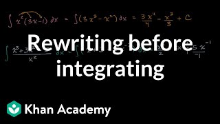 Rewriting before integrating  AP Calculus AB  Khan Academy [upl. by Adnawt526]