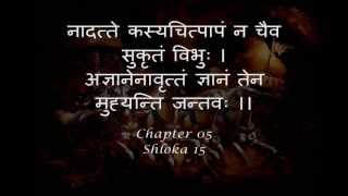 Bhagavad Gita Sanskrit recitation with Sanskrit text  Chapter 05 [upl. by Kcirddes]