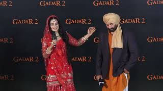 Gadar 2 trailer launch Sunny Deol gets emotional Ameesha Patel wipes his tears  Anil Sharma [upl. by Pernick]