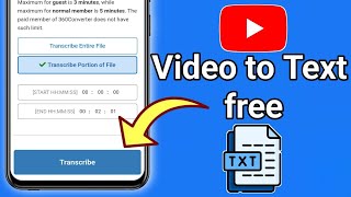 How to Transcribe YouTube Video to text for free  Convert Video to text free [upl. by Anived]