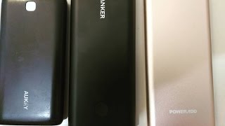 Portable power bank comparison  Anker vs Aukey vs Poweradd [upl. by Tallia]