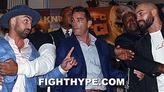 FIREWORKS HEATED MALIGNAGGI VS LOBOV FULL PRESS CONFERENCE SPIT AND KICKS FLY TO ANNOUNCE BKFC6 [upl. by Maxantia]