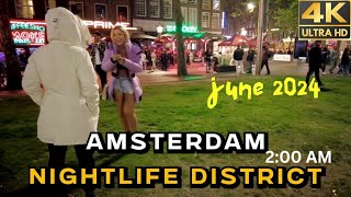 4K Amsterdam City Nightlife  Walking Tour Netherlands Single Ladies Night Out [upl. by Nyloj]