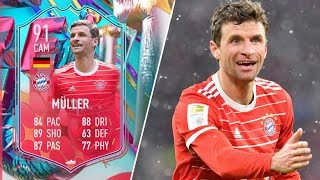 THIS CARD IS BROKEN 91 FUT BIRTHDAY MULLER PLAYER REVIEW  FIFA 23 Ultimate Team [upl. by Irehs833]