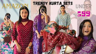 I Ordered TRENDY Kurta Sets From Amazon Under Rs599  Cheapest Kurta Sets [upl. by Franciska]