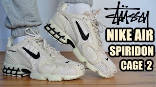 STUSSY NIKE AIR ZOOM SPIRIDON CAGE 2 FOSSIL REVIEW  ON FEET amp SIZING  RESELL [upl. by Regine]