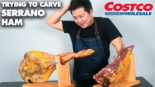 How to Carve Serrano Ham  Costco Serrano Ham Jamón ibérico Carving [upl. by Tillman]