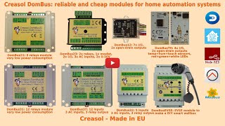 Creasol DomBus modules for Domoticz HomeAssistant NodeRED OpenHAB and other Modbus systems [upl. by Nwahsaj]