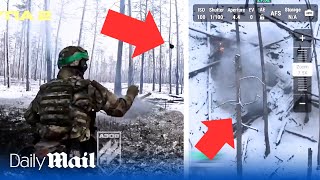 Ukrainian brigades eliminate Russian troops with tactical grenade assault in the Serebryansky Forest [upl. by Alyhs431]