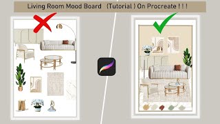 Living Room Mood Board Tutorial On Procreate [upl. by Alimak]