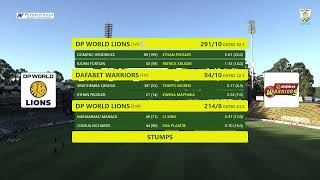 CSA 4Day Series  Division 1  DP World Lions vs Dafabet Warriors  Day 2 [upl. by Bomke]