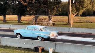 57 Chevy gets 2nd place for Bay City Rollers Race at Ubly Dragway [upl. by Tram]