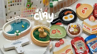 making clay trinket dishes and magnets🍳🍉🍓✨ using air dry clay  no bake [upl. by Dante466]