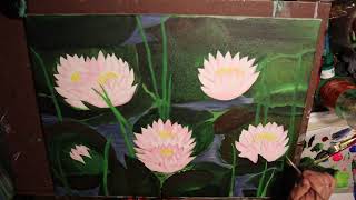 1 Minute Water Lillies Painting Acrylic Painting Flower Painting [upl. by Naes]