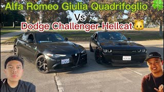 ALFA ROMEO GIULIA QUADRIFOGLIO VS DODGE CHALLENGER HELLCAT WHAT AN EPIC RACE😱 [upl. by Ogait962]