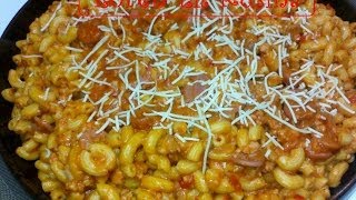 Cheesy Macaroni with Spaghetti Sauce  Homemade [upl. by Ynamreg596]