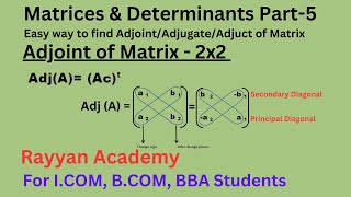 Find Adjoint of Matrix AdjugateAdjunct 2x2 order  Easy way to find the AdjA [upl. by Melanie]