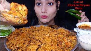 Eating Spicy 🔥 Chicken Biryani Spicy Gravy Raita  Lots of biryani Eating Mukbang  Food Show [upl. by Elicul]