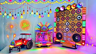 DIY Mini Dj Navratri Durga Pooja Gauri Ganesh Big Dj Truck Light Decoration gadi wala Chhota dj [upl. by Nnaylloh]