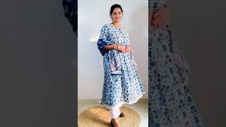 MEERA FAB Womens Cotton Printed Anarkali Kurta with Palazzo amp Dupatta Set  Link in channel About [upl. by Nutsud352]