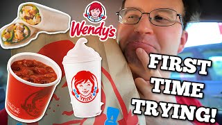 TRYING WENDYS ITEMS IVE NEVER HAD BEFORE Mukbang [upl. by Enelime]