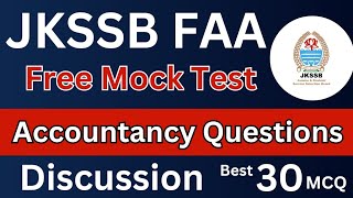 Accountancy MCQ  Discussion  Best 30 MCQ  For JKSSB FAA exam  By Ishaan Gupta [upl. by Durware]