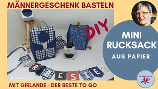 Für MÄNNER basteln  Mini Rucksack mit Girlande  Schulranzen aus Papier Anleitung Stampin Up [upl. by Leinto]