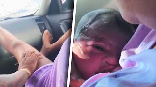 Woman Delivers Baby in Car With 3 Kids in Back Seat [upl. by Nick997]