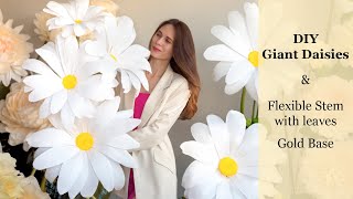 Giant Paper Daisy Tutorial StepbyStep DIY  Paper Flower Craft Guide [upl. by Joannes]