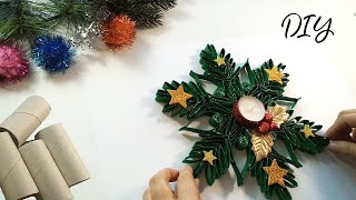 Łatwy świąteczny stroik z rolek po papierze🎄z recyklingu♻️DIY [upl. by Rochester]