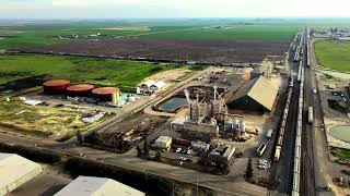 Trains and Hanford Milling near Hanford California Drone Time Lapse [upl. by Asiul409]