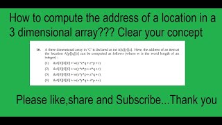 In three Dimensional array in C how to compute the address of the location Apqr [upl. by Ashia]