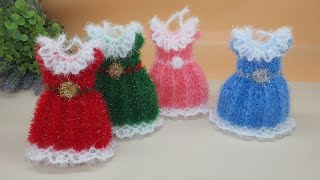 수세미코바늘 풍성한 원피스 수세미 뜨기 Crochet Dish Scrubby  Doll clothes crochet [upl. by Berstine]