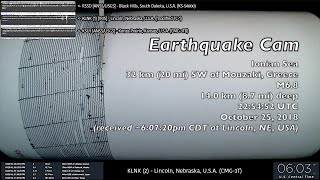 Earthquake Cam  Mouzaki Greece M68  10252018  地震ウェブカメラ [upl. by Cand819]