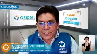 ¿Sabes cuáles son las funciones y competencias del OSIPTEL  Línea Directa con OSIPTEL 24523 [upl. by Dawaj]