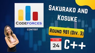 Sakurako and Kosuke GNU cCodeforces Round 981 Div 3contest [upl. by Brightman]