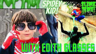 SpiderMan SpideyKid with Edith Glasses SLIMES The Shadow [upl. by Biel]