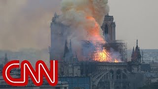 Fire engulfs Notre Dame cathedral in Paris [upl. by Ddot]