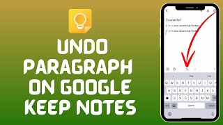 How to Undo on Google Keep Notes 2024  Google Keep Tutorial [upl. by Julia582]