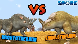 Brontotherium vs Embolotherium  Prehistoric Beast Battle S1E14  SPORE [upl. by Ijic]