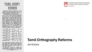 Jan Kučera — Tamil Orthography Reforms [upl. by Freed939]