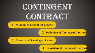 Contingent Contract  Indian Contract Act 1872  Law Guru [upl. by Yeorgi]