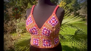 Sommerliches Oberteil aus 10 Grannys häkeln häkeln crochet grannysquare top SommertopBustier [upl. by Morgan652]