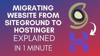 How To Migrate Website From SiteGround To Hostinger 2024 [upl. by Selec631]