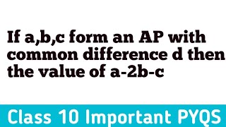 If abc form an AP with common difference d then the value of a2bc [upl. by Dreher]