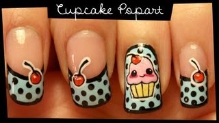 Cupcake Popart Nail Art Tutorial  Freehand Nail Art [upl. by Hodges]