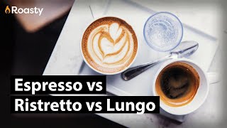 Espresso vs Ristretto vs Lungo Caffeine Levels And Ratio Pours [upl. by Derrik164]