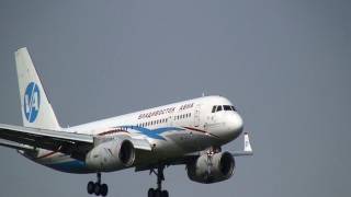 Vladivostok Air Tupolev Tu204300 Landing at Narita [upl. by Sabanrab]