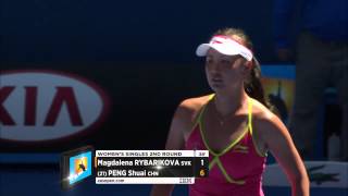 Magdalena Rybarikova v Shuai Peng highlights 2R  Australian Open 2015 [upl. by Harbison]